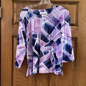 Alfred Dunner Women's Purple and Blue Abstract Blouse